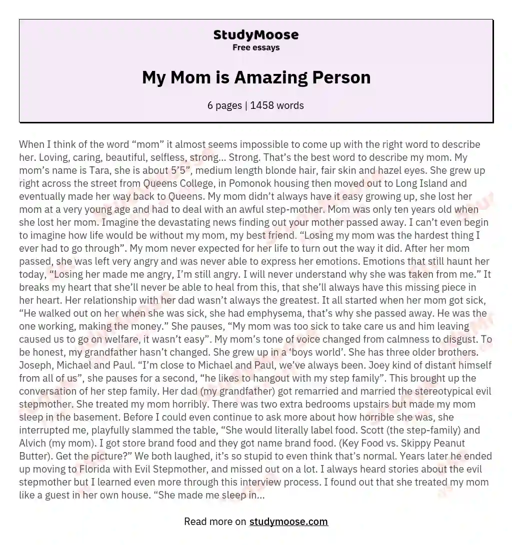 My Mom is Amazing Person essay