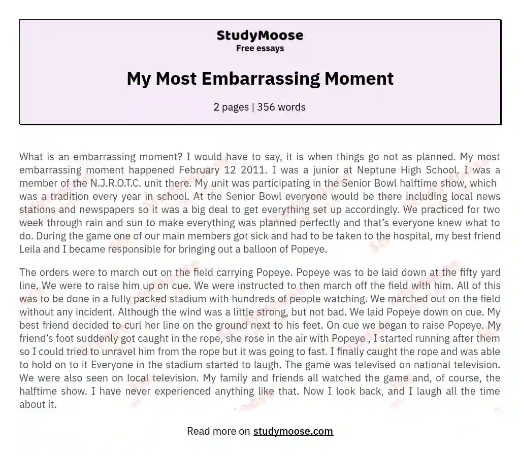 My Most Embarrassing Moment essay