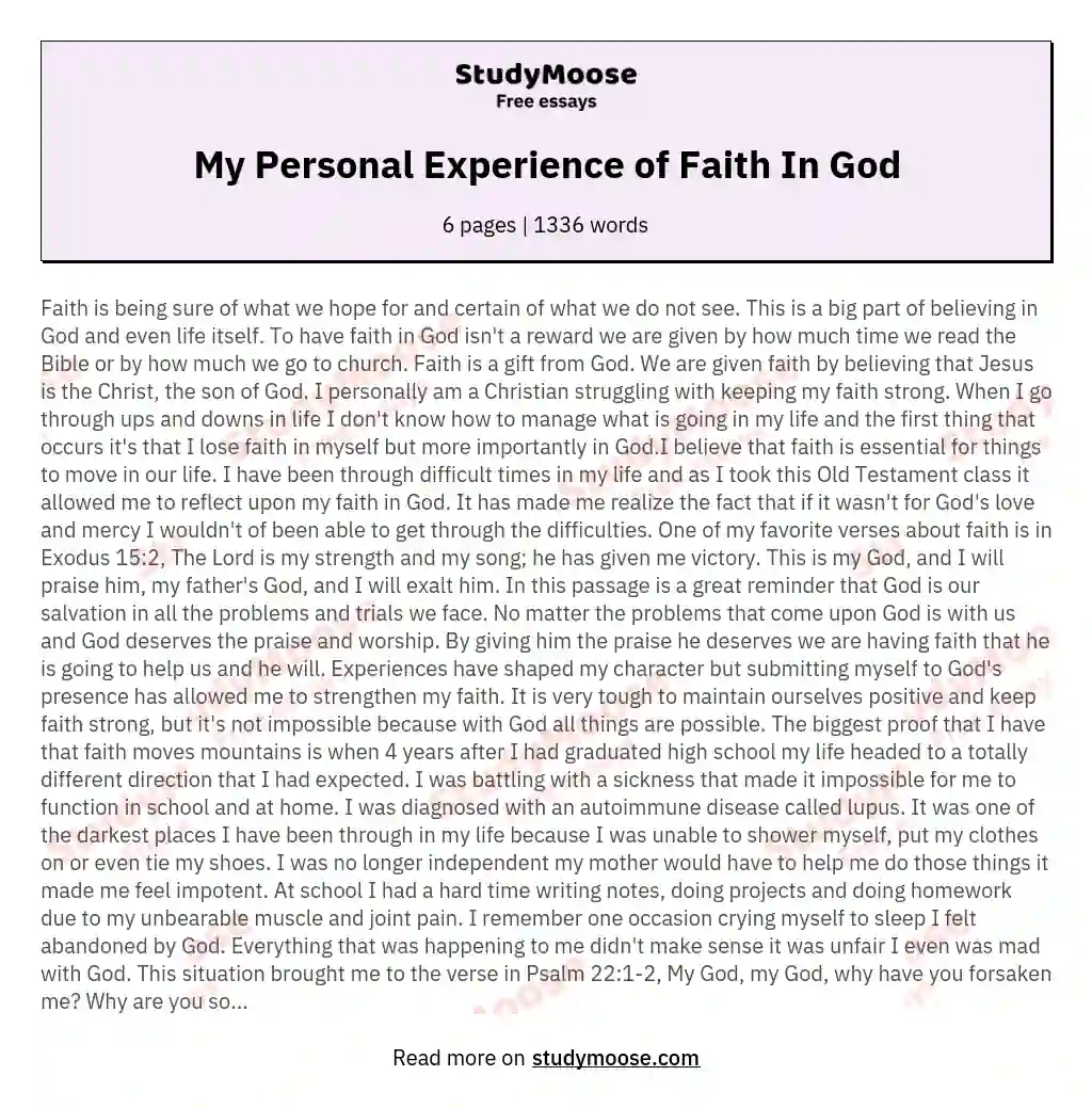 essay about faith in life