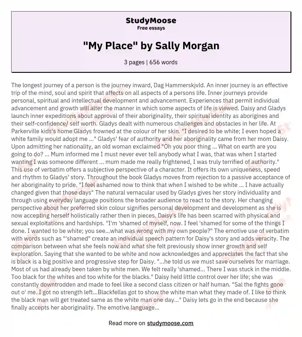 "My Place" by Sally Morgan essay