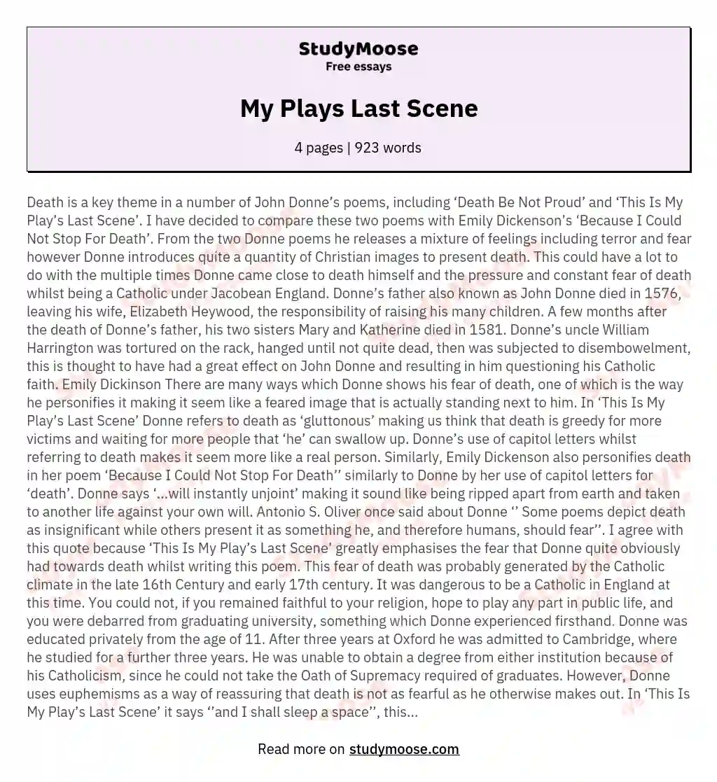 My Plays Last Scene essay
