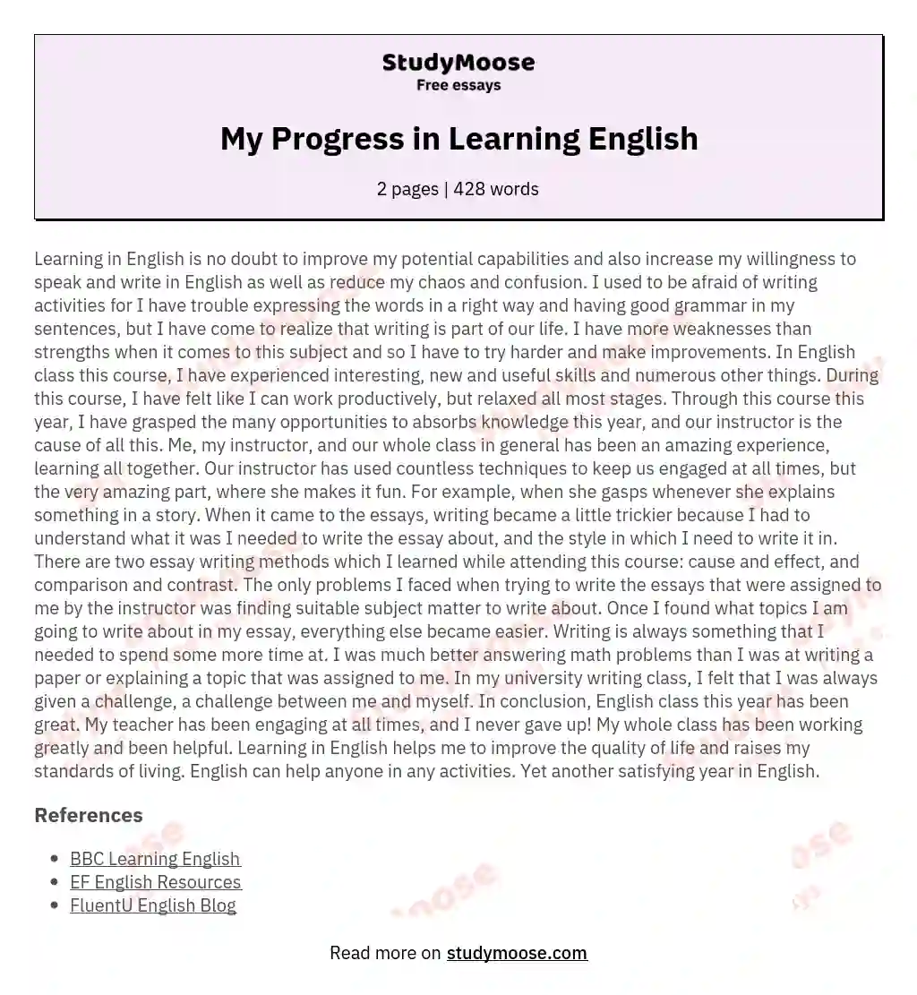 My Progress in Learning English