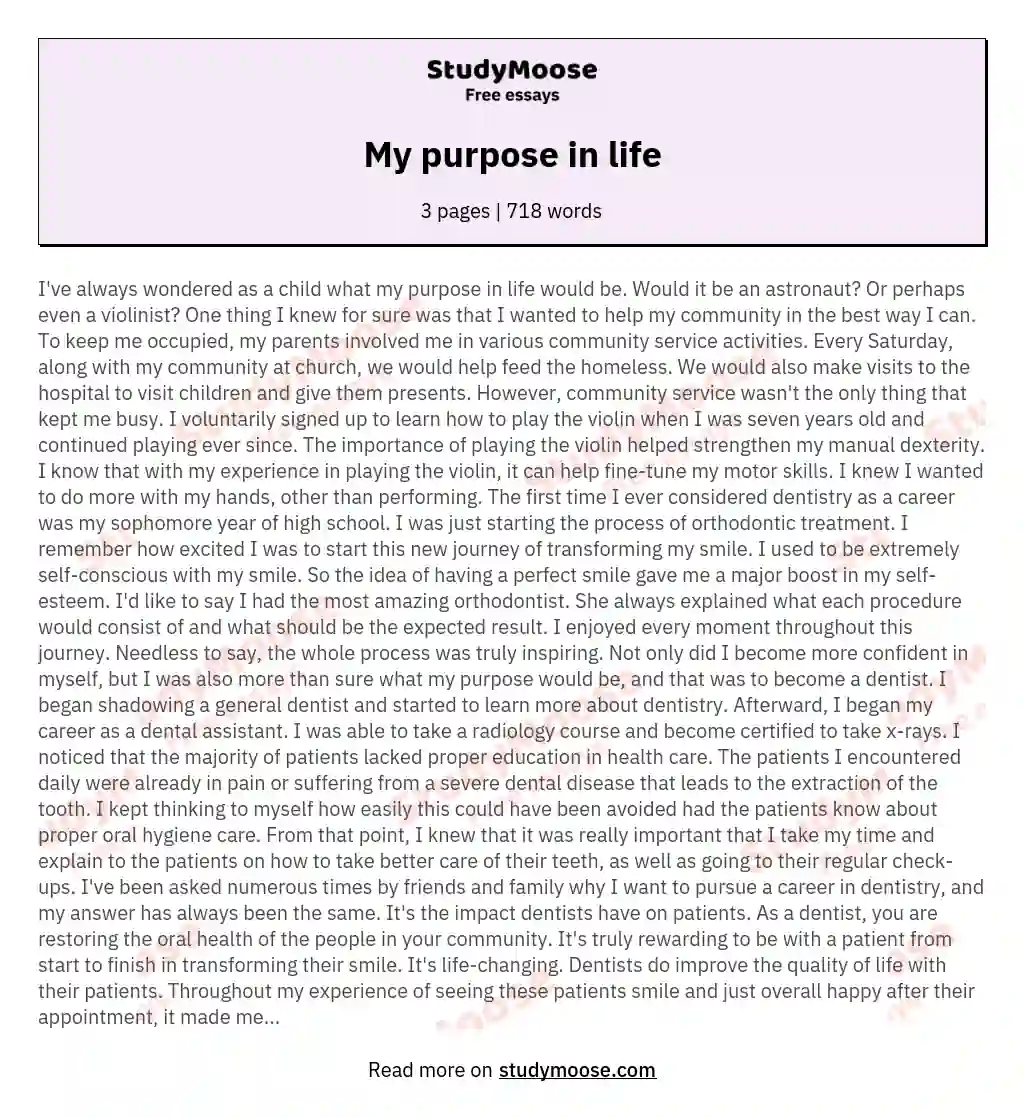 life purpose essay