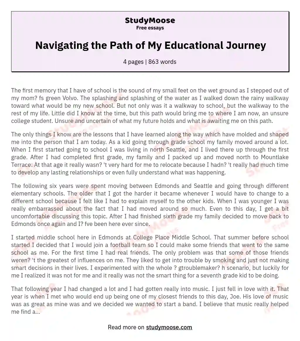Navigating the Path of My Educational Journey essay