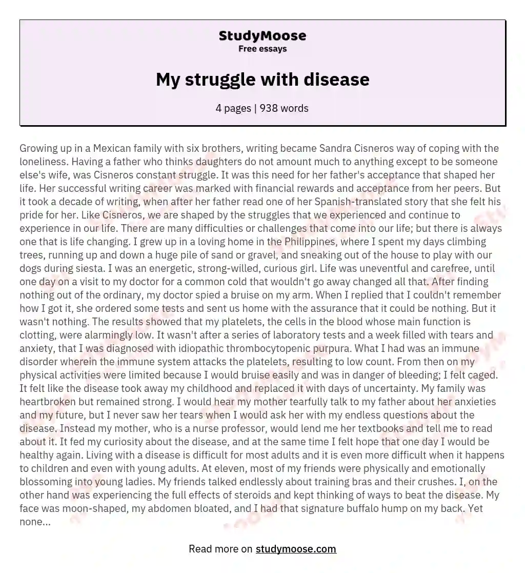 My struggle with disease essay