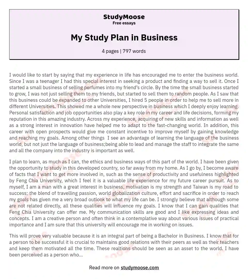 why i want to study business essay