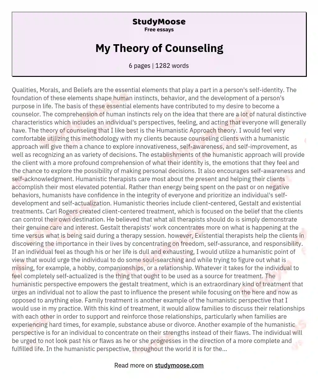 My Theory of Counseling