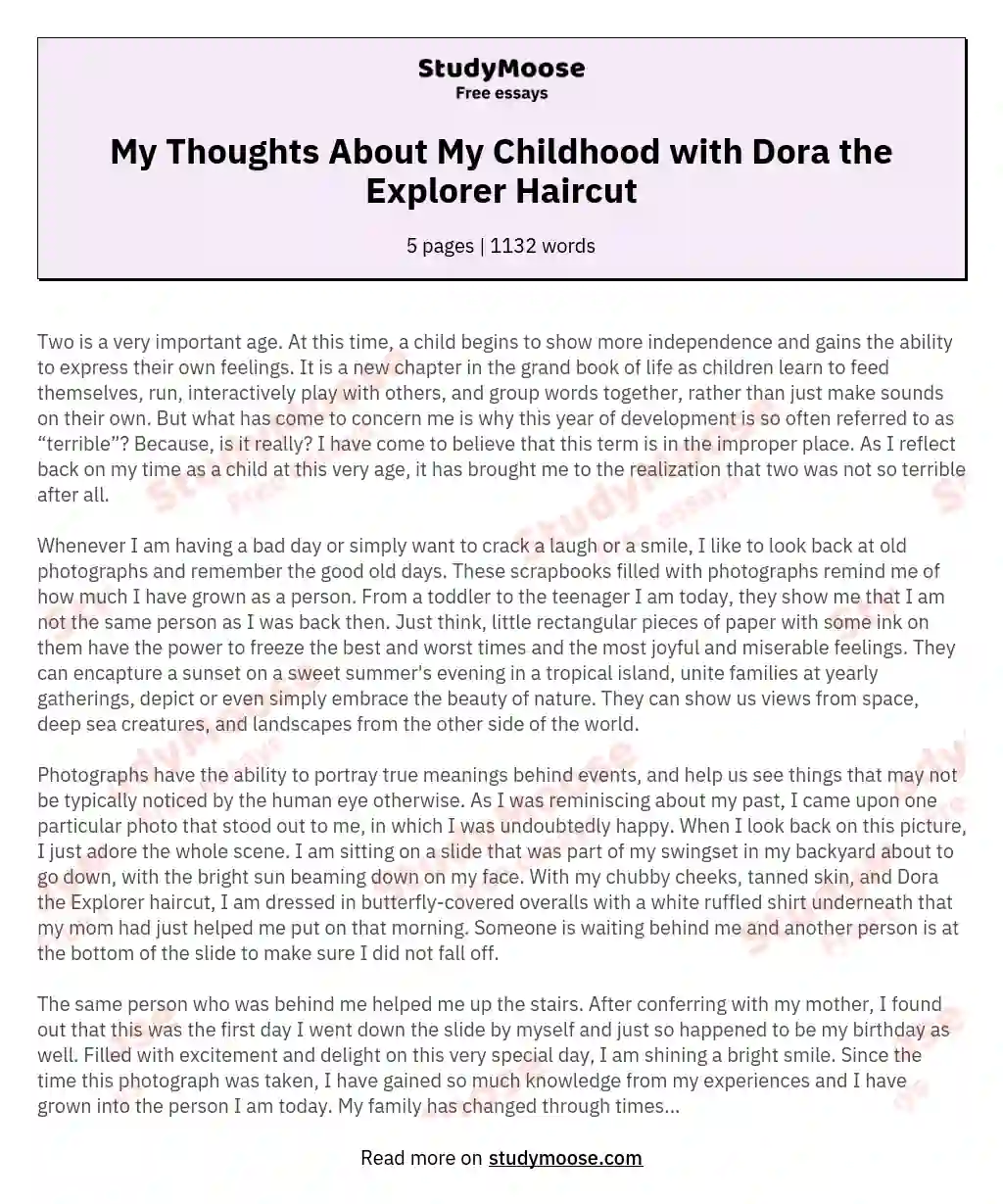 My Thoughts About My Childhood with Dora the Explorer Haircut essay