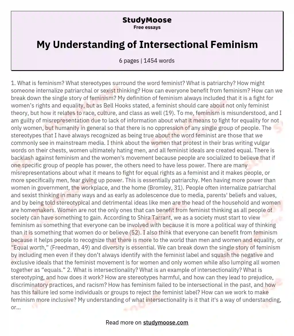 My Understanding of Intersectional Feminism essay