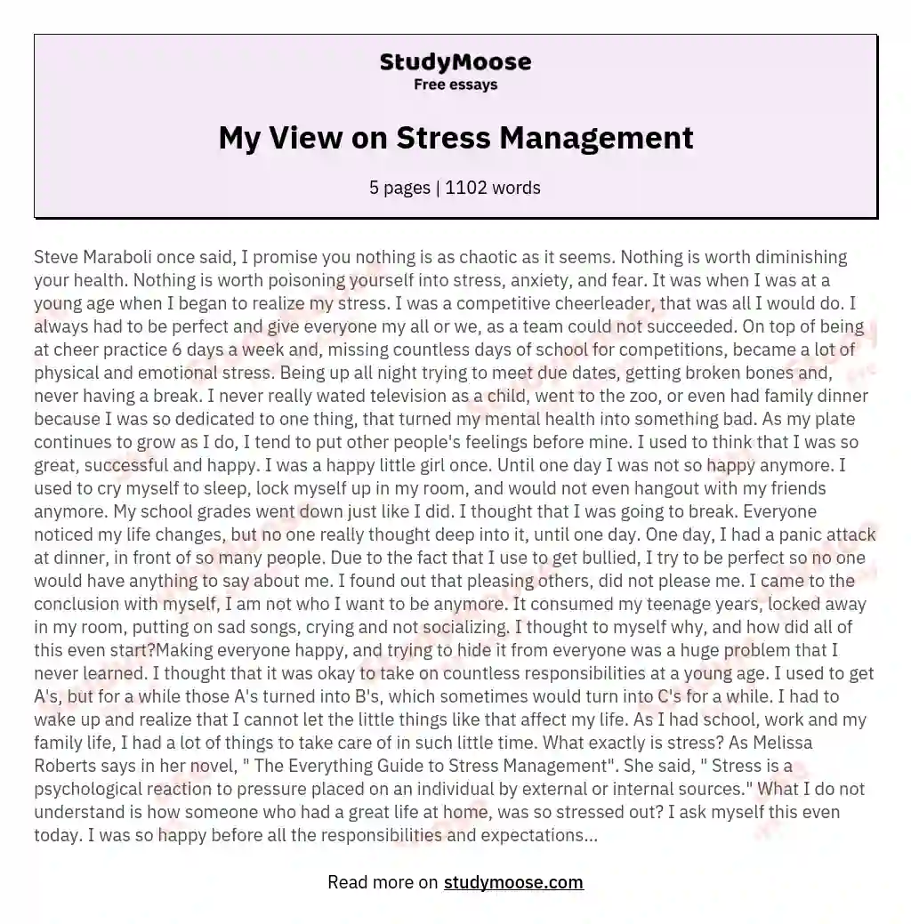long essay about stress management