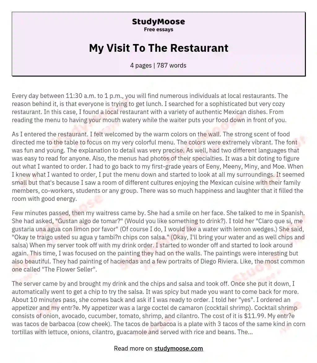 restaurant review essay malaysia