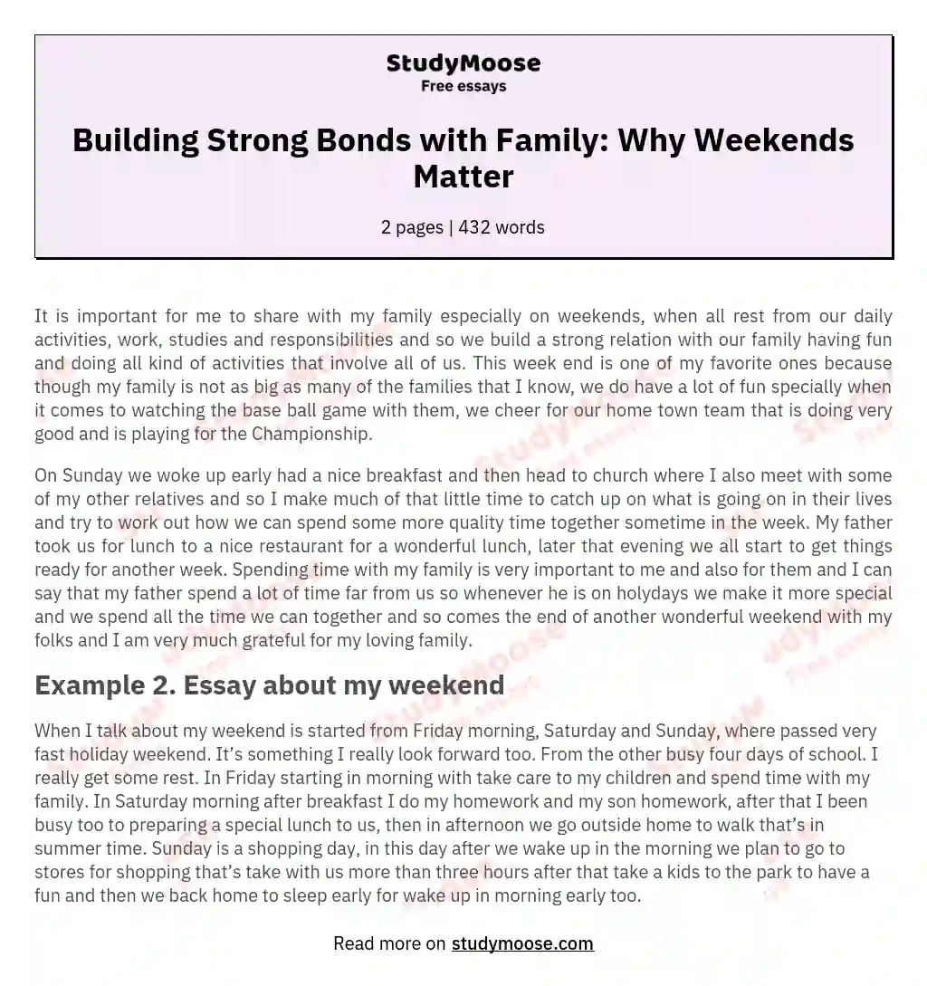 Building Strong Bonds with Family: Why Weekends Matter essay