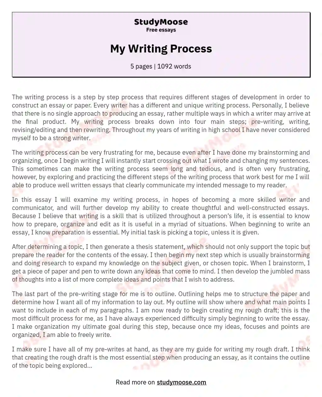 My Writing Process essay