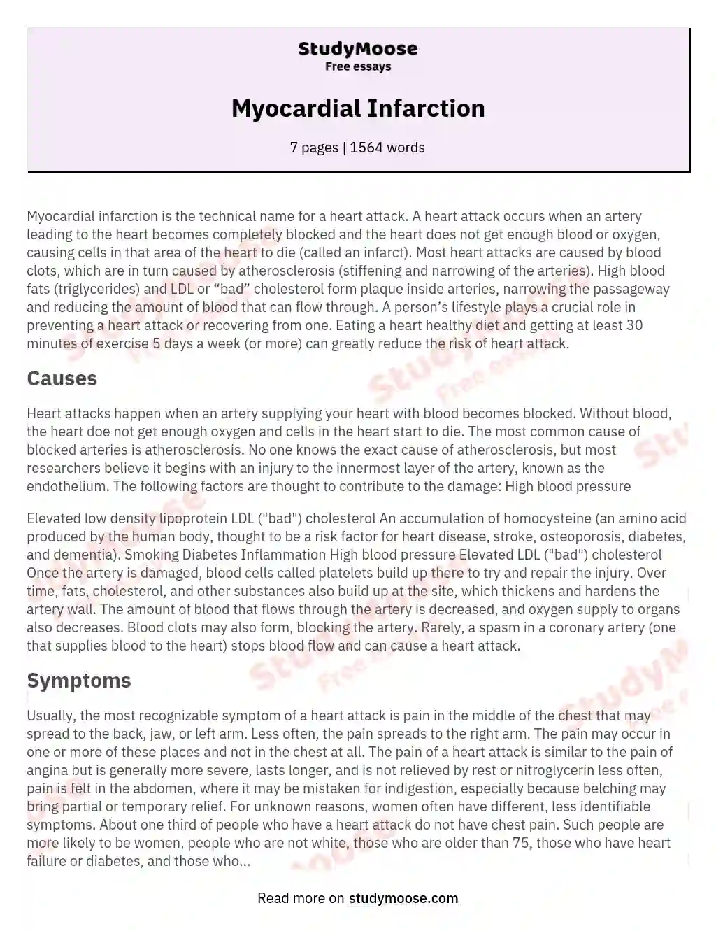 Myocardial Infarction essay