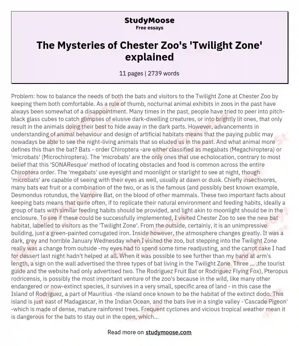 The Mysteries of Chester Zoo's 'Twilight Zone' explained essay