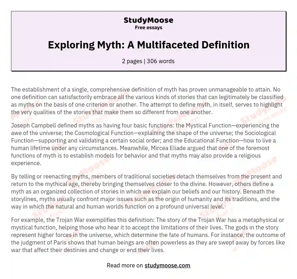 Myths: Basic Functions
