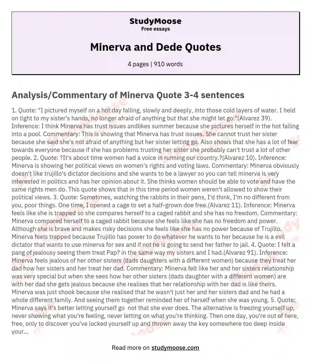 Minerva and Dede Quotes