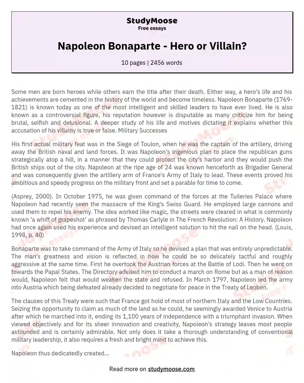 Napoleon Bonaparte - Hero or Villain?