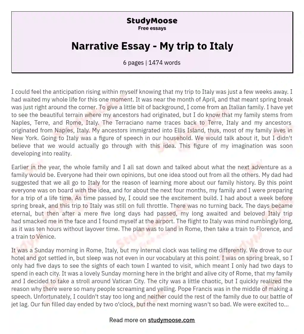 Journey Through Italy: Embracing Heritage, Connecting Generations essay