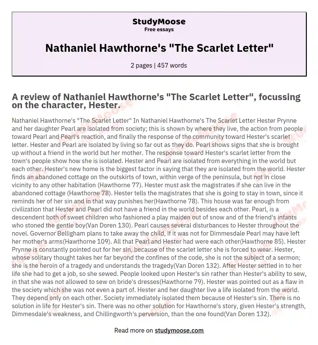 Nathaniel Hawthorne's "The Scarlet Letter" essay