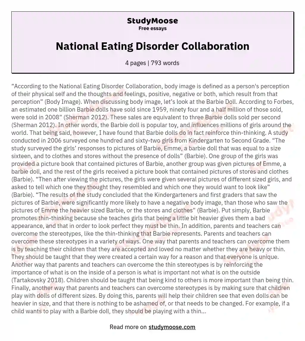 National Eating Disorder Collaboration essay