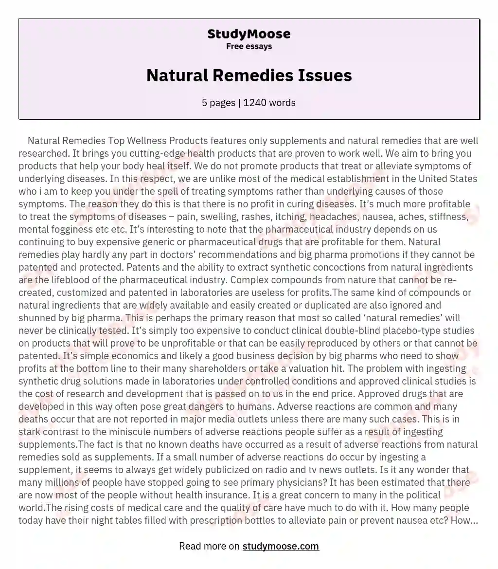 Natural Remedies Issues