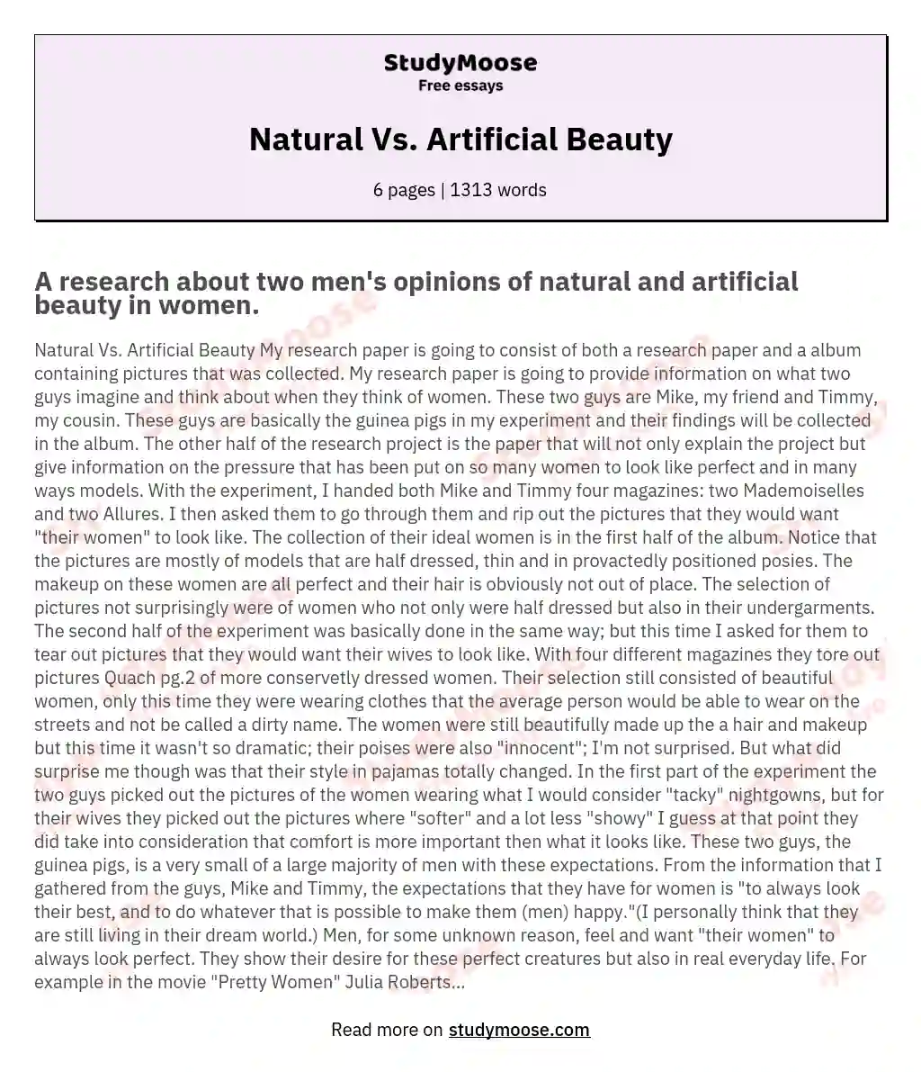 Natural Vs. Artificial Beauty essay