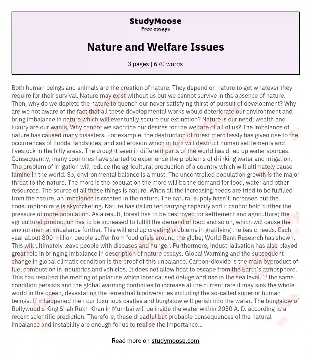 Nature and Welfare Issues