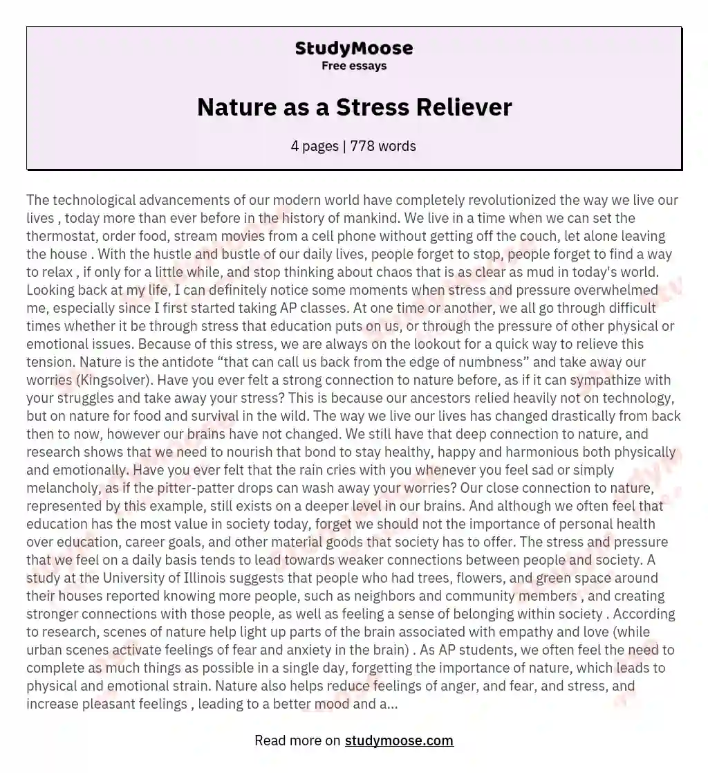 Nature as a Stress Reliever essay