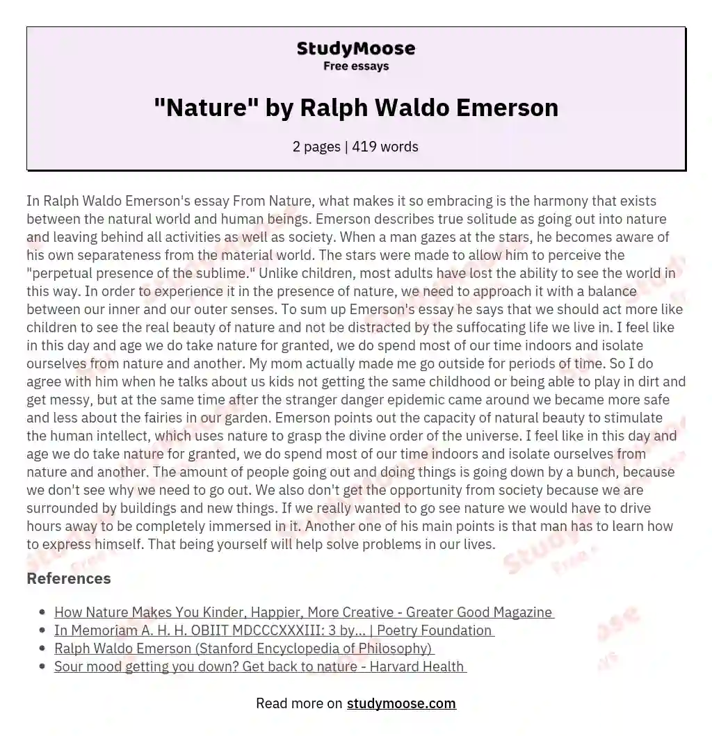 ralph waldo emerson nature essay pdf