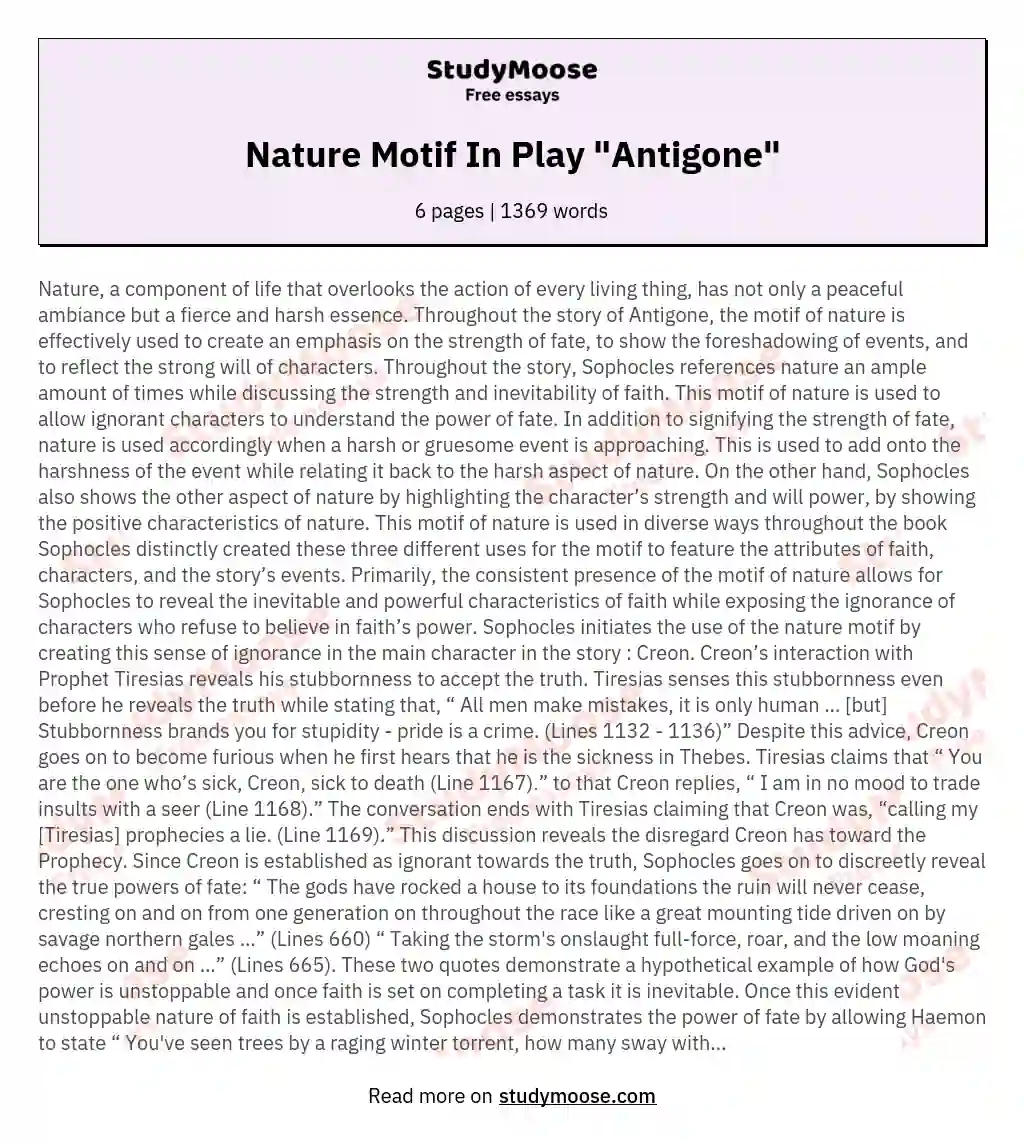 Nature Motif In Play "Antigone"