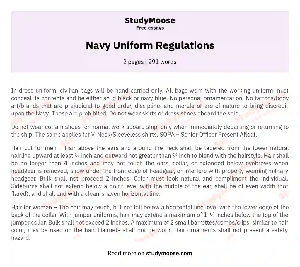 Navy Uniform Regulations essay