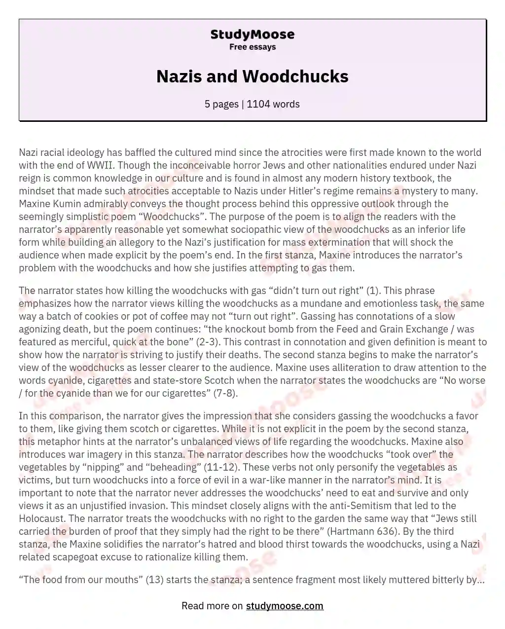 Nazis and Woodchucks