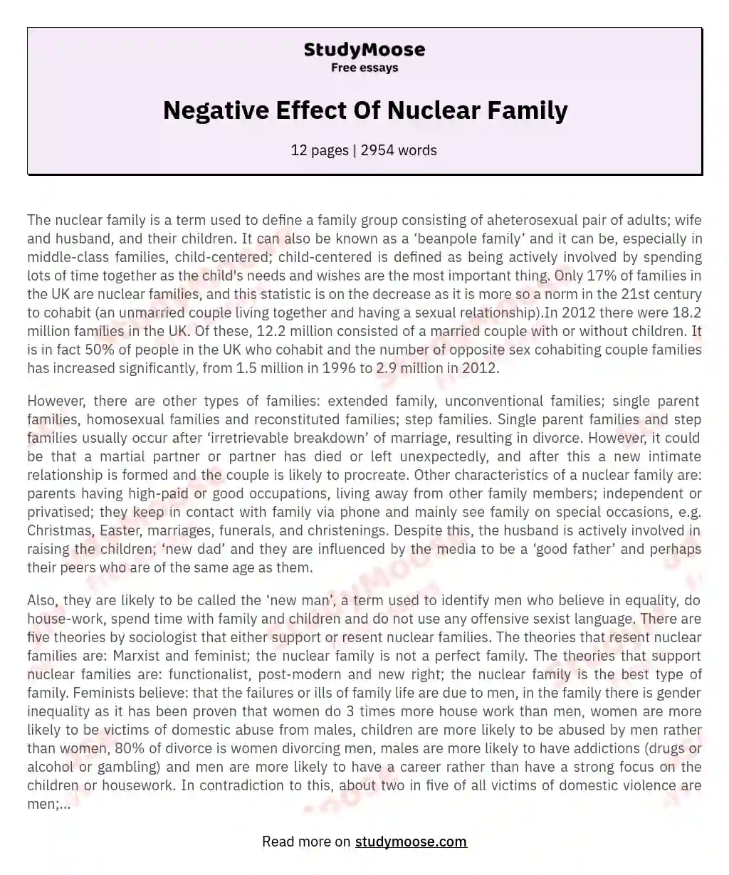 Negative Effect Of Nuclear Family essay