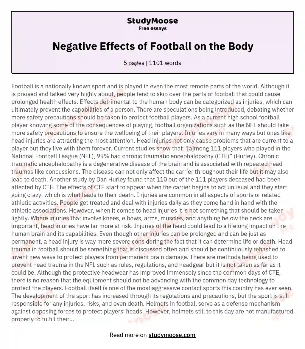 Negative Effects of Football on the Body essay