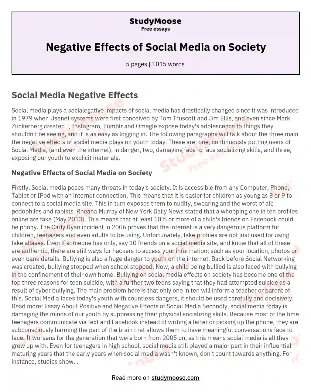 how is social media harmful essay