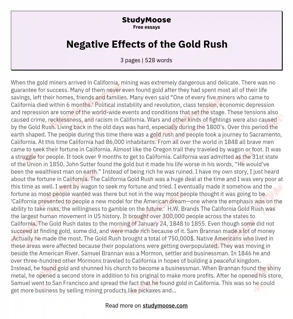 Negative Effects of the Gold Rush essay