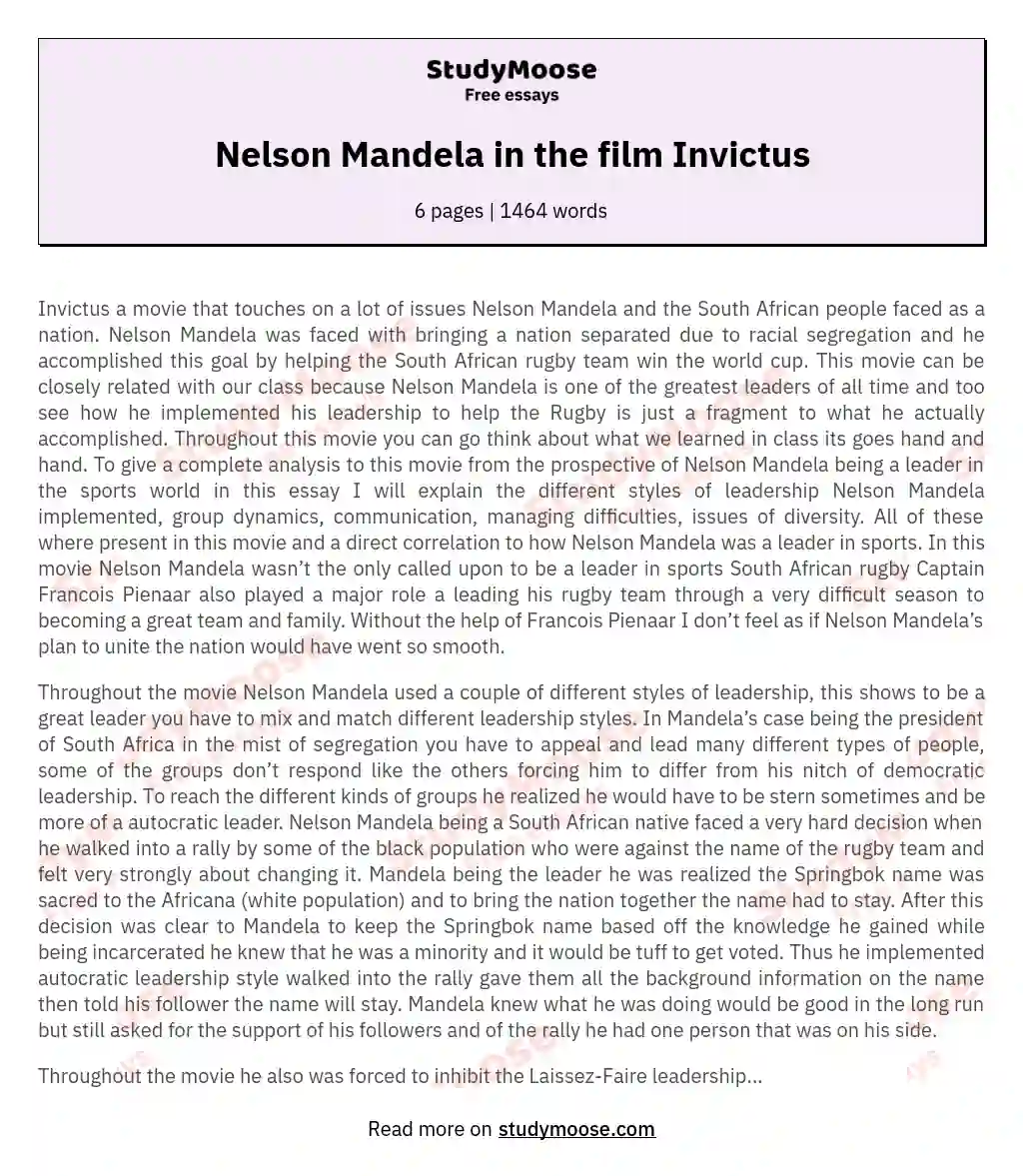 Nelson Mandela in the film Invictus