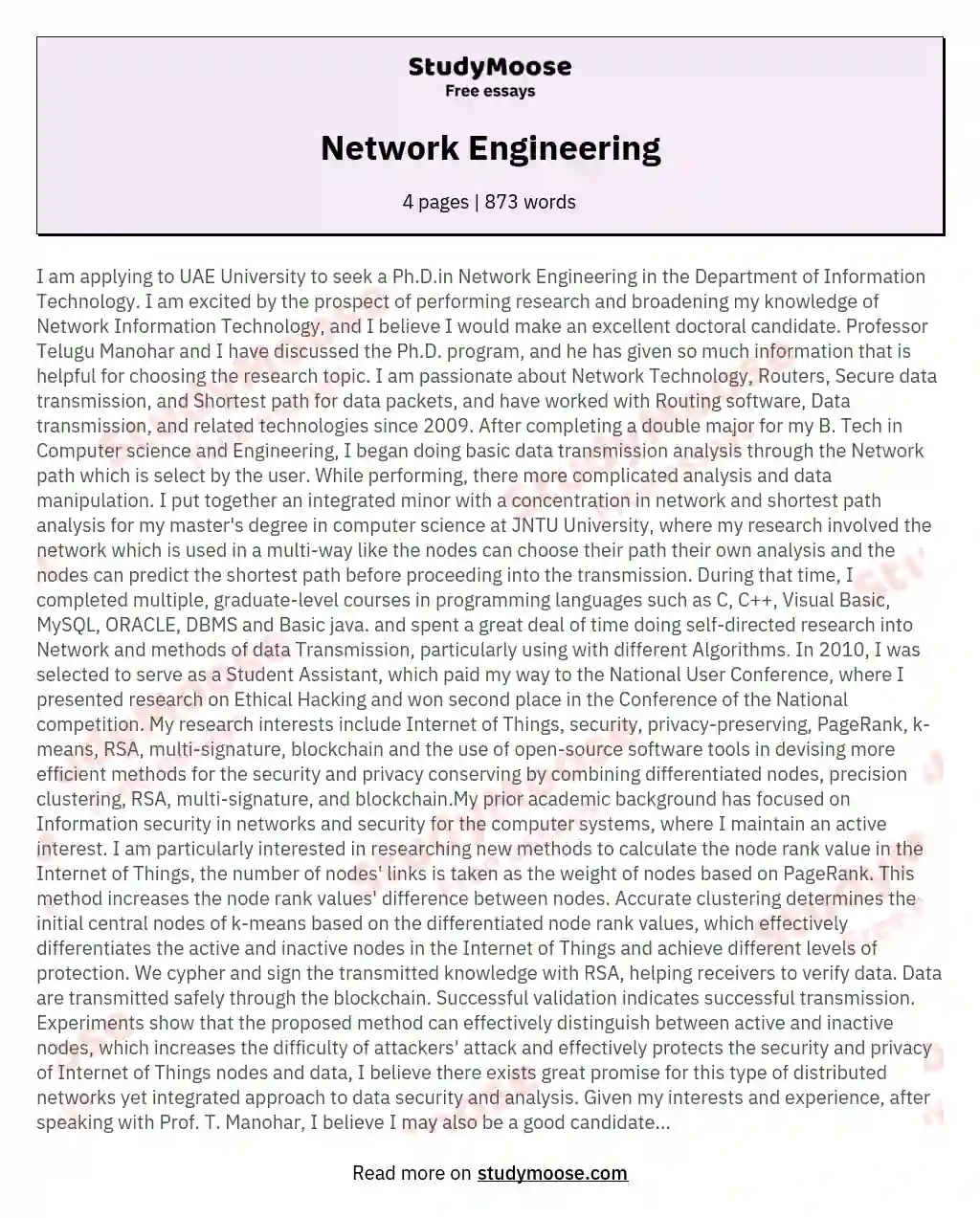 Network Engineering essay