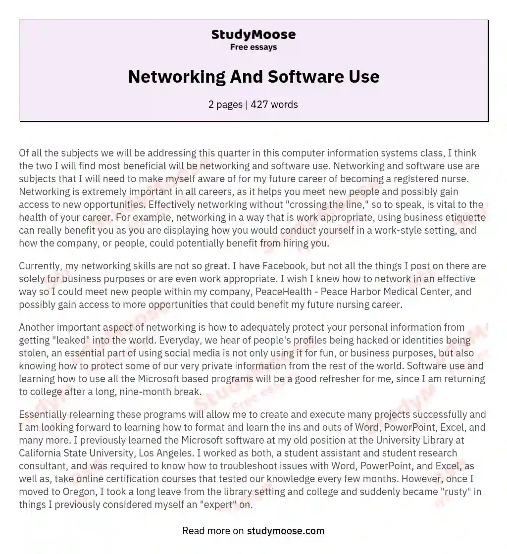 Networking And Software Use essay