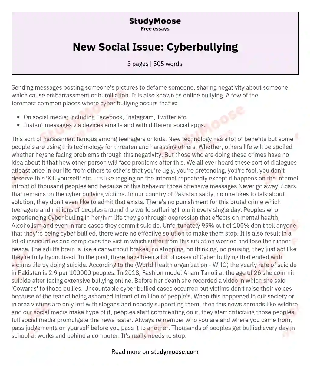 New Social Issue: Cyberbullying