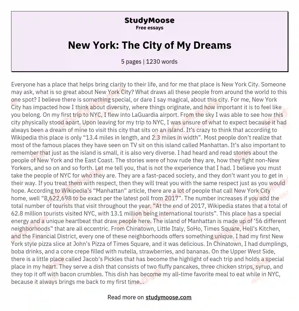 New York: The City of My Dreams