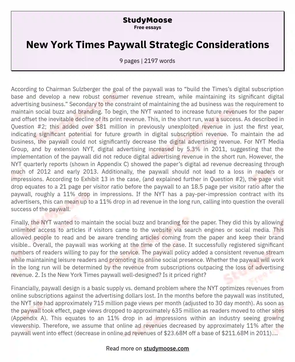New York Times Paywall Strategic Considerations