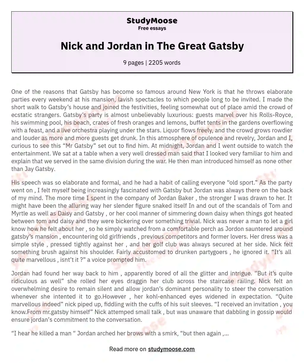Nick and Jordan in The Great Gatsby