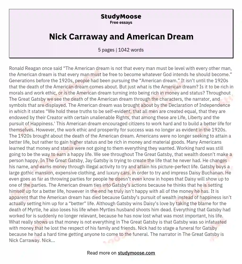 Nick Carraway and American Dream