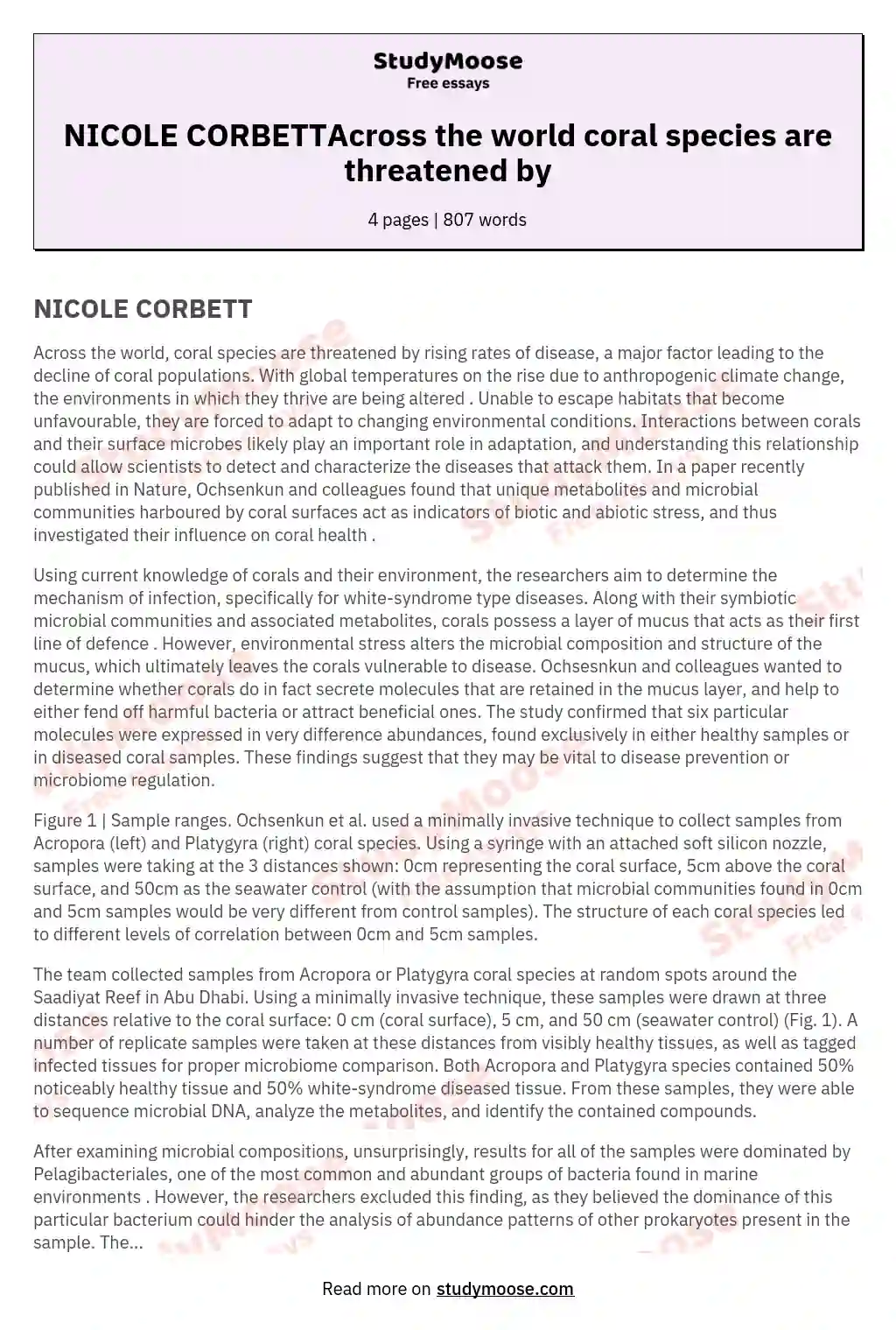 NICOLE CORBETTAcross the world coral species are threatened by essay
