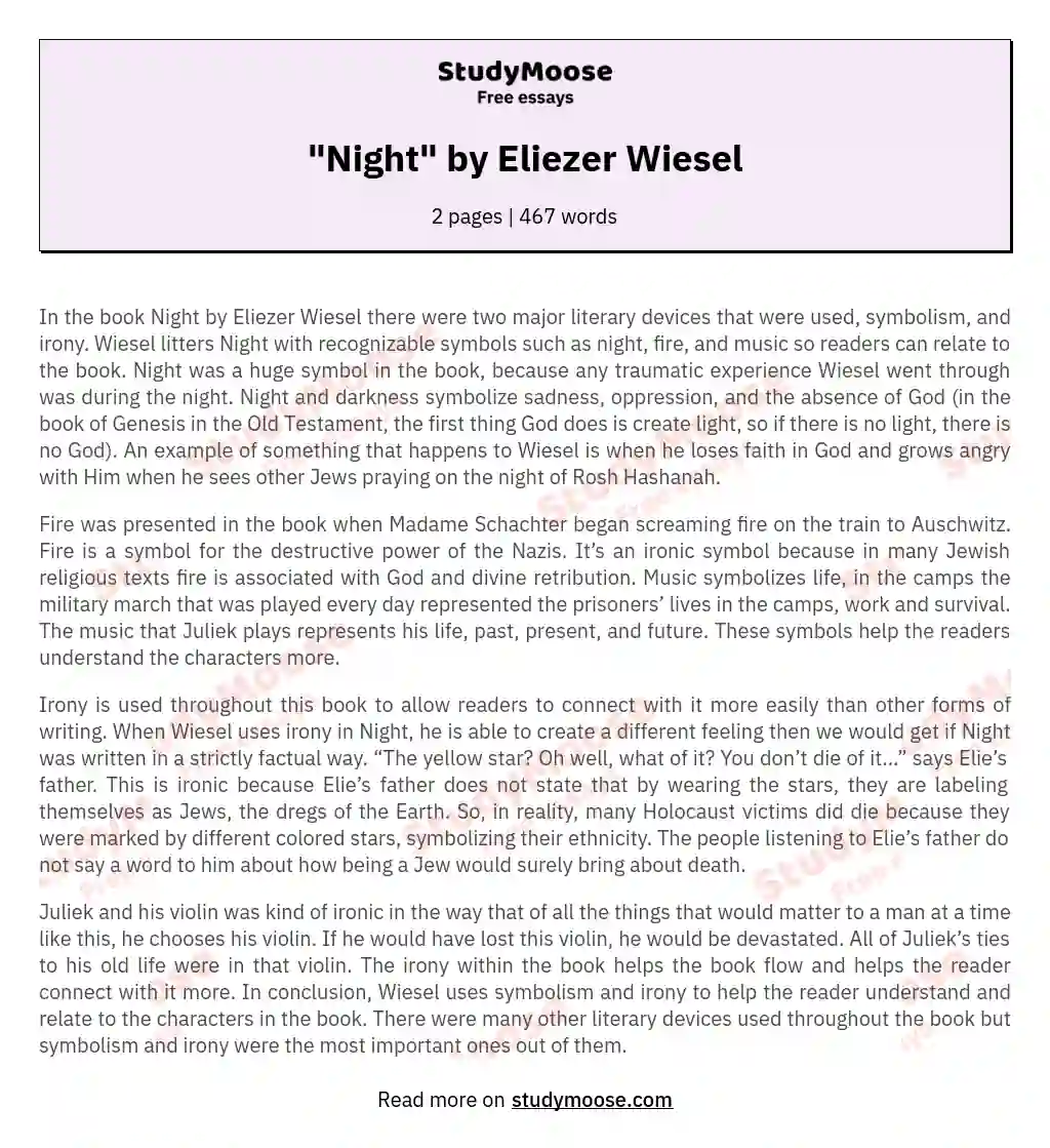 "Night" by Eliezer Wiesel