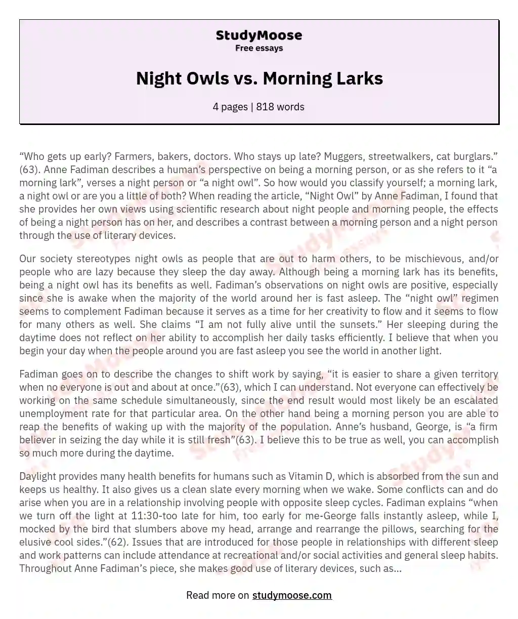 Night Owls vs. Morning Larks