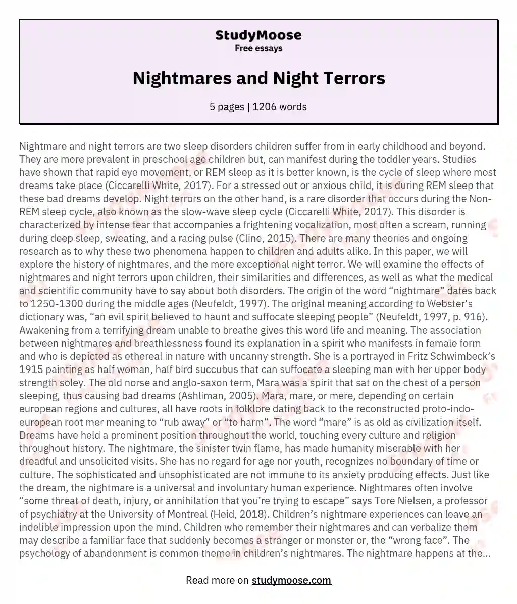 Nightmares and Night Terrors