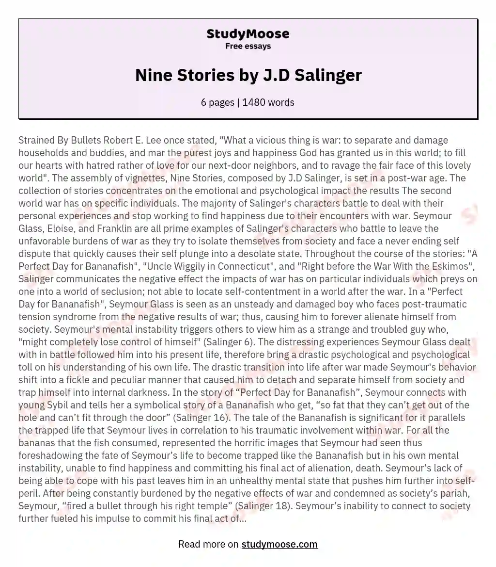 Nine Stories by J.D Salinger